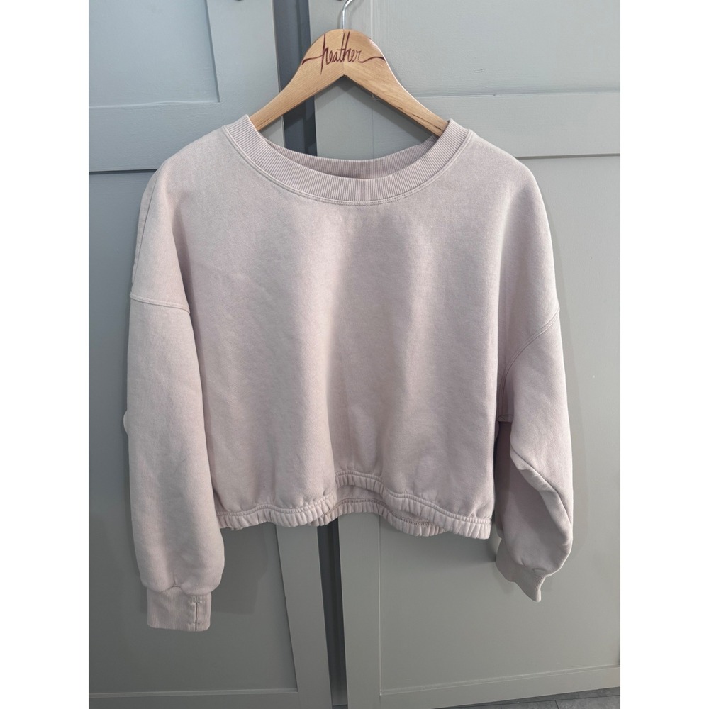 JoyLab Womens Blush Pink Cropped Crewneck Sweatshirt Thumbholesโ Size L
